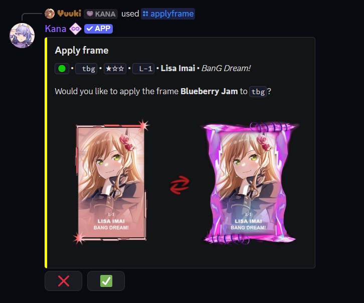 Example of the applyframe command