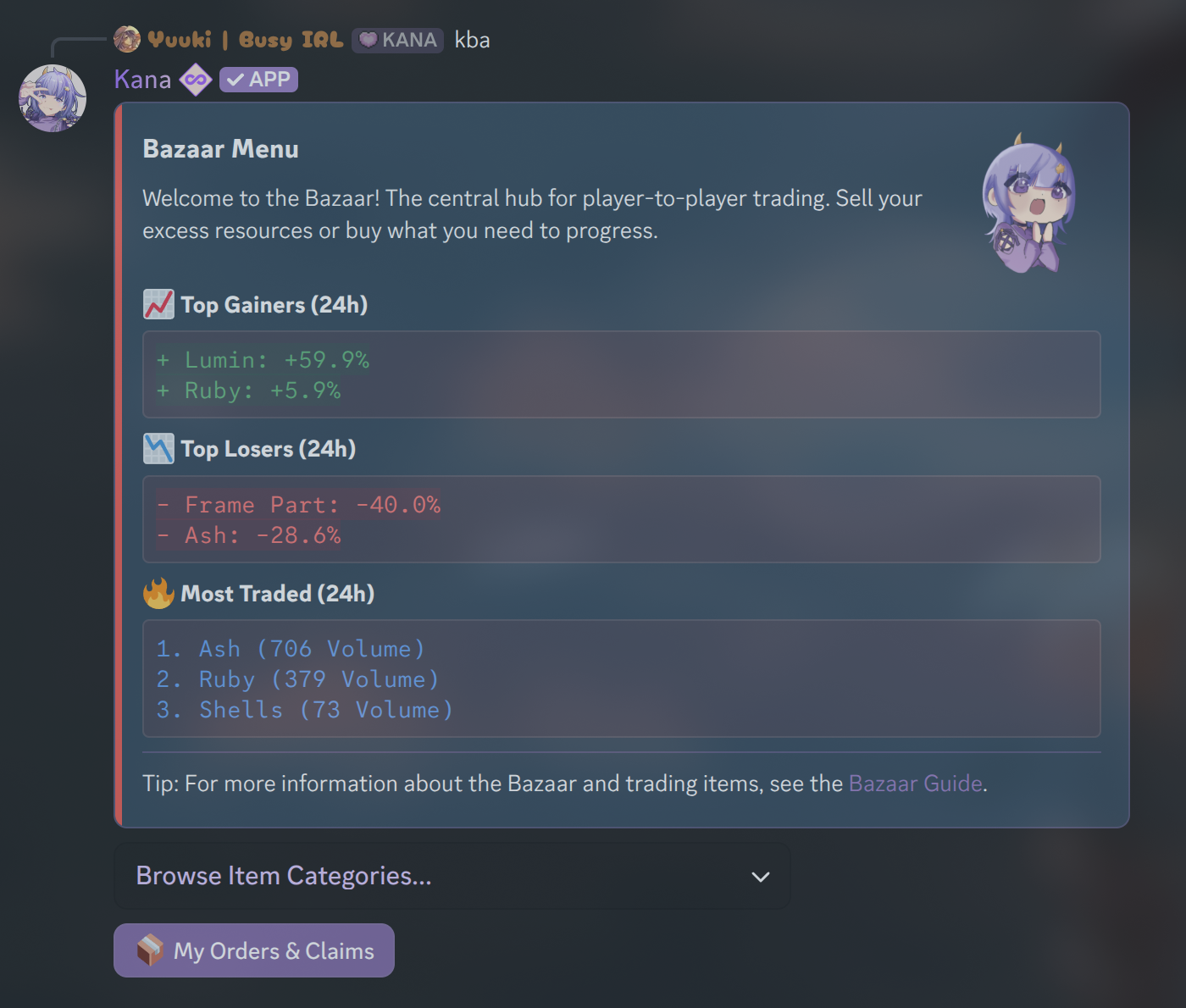 Example of the Bazaar command