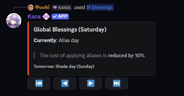 Example of the blessings command