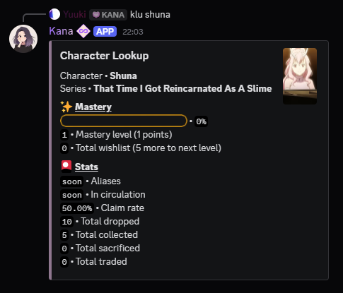 Example of the characterlookup command