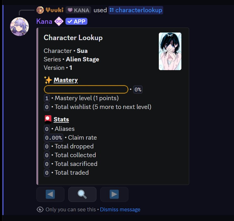 Example of the characterlookup command