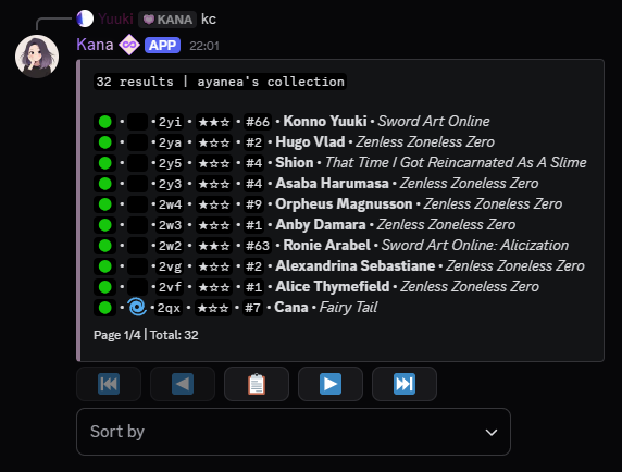 Example of the collection command