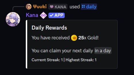 Example of the daily command