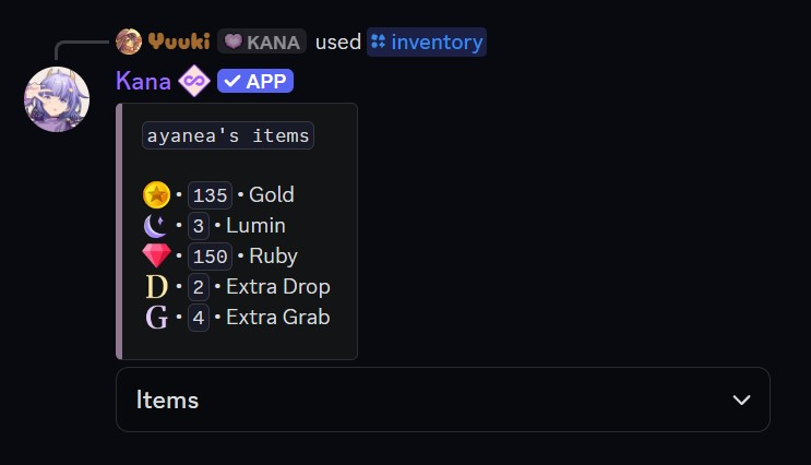 Example of the inventory command