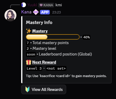 Example of the masteryinfo command