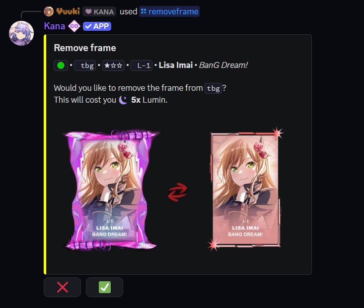 Example of the removeframe command