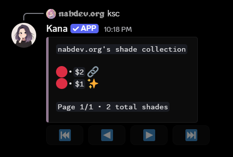 Example of the shades collection
