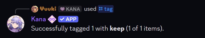 Example of the tag command