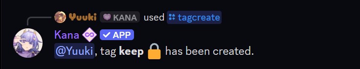 Example of the tagcreate command