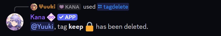 Example of the tagdelete command