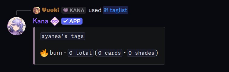 Example of the taglist command