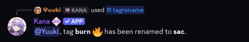 Example of the tagrename command