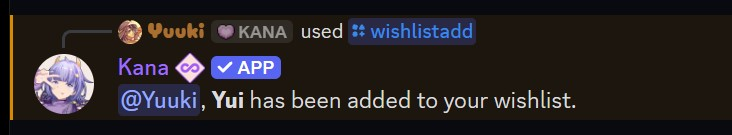 Example of the wishlistadd command
