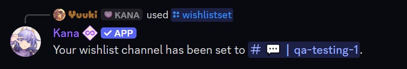 Example of the wishlistset command