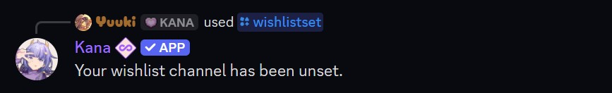 Example of the wishlistset command used twice